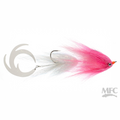MFC Pacchiarini's Jig Gandalf fly with pink and white body on a white background