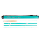 Echo Glass fishing rod with a blue and black color scheme, including multiple segments for adjustment.