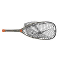 Fishpond fishing net with camouflage handle and a clear net against a white background