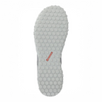 Close-up of a textured gray Simms MEN's Pursuit Shoe Riffle sole on a white background