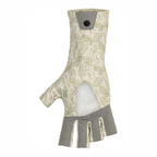 Simms Solarflex Sunglove with a patterned palm and gray cuffs on a white background