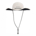White sun Simms Men's Solar Sombrero with black brim and chin strap on a white background, featuring the Simms logo.