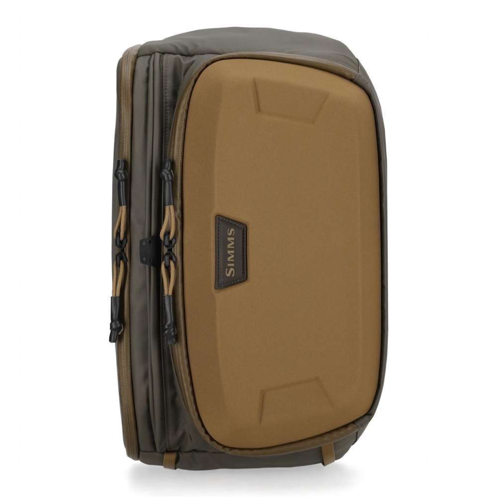 Simms Headwaters Sling Pack with brown and gray design on a white background