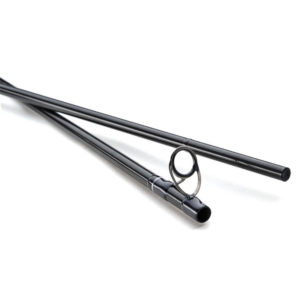 Close-up of a Scott Swing fly fishing rod sections on a white background 