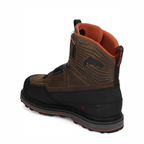 Brown and black Simms Men's G3 Guide BOA Boot - Vibram with orange interior on a white background
