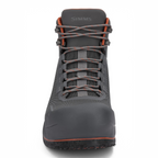 Front view of Simms Flyweight Gray boot with gray laces on a white background