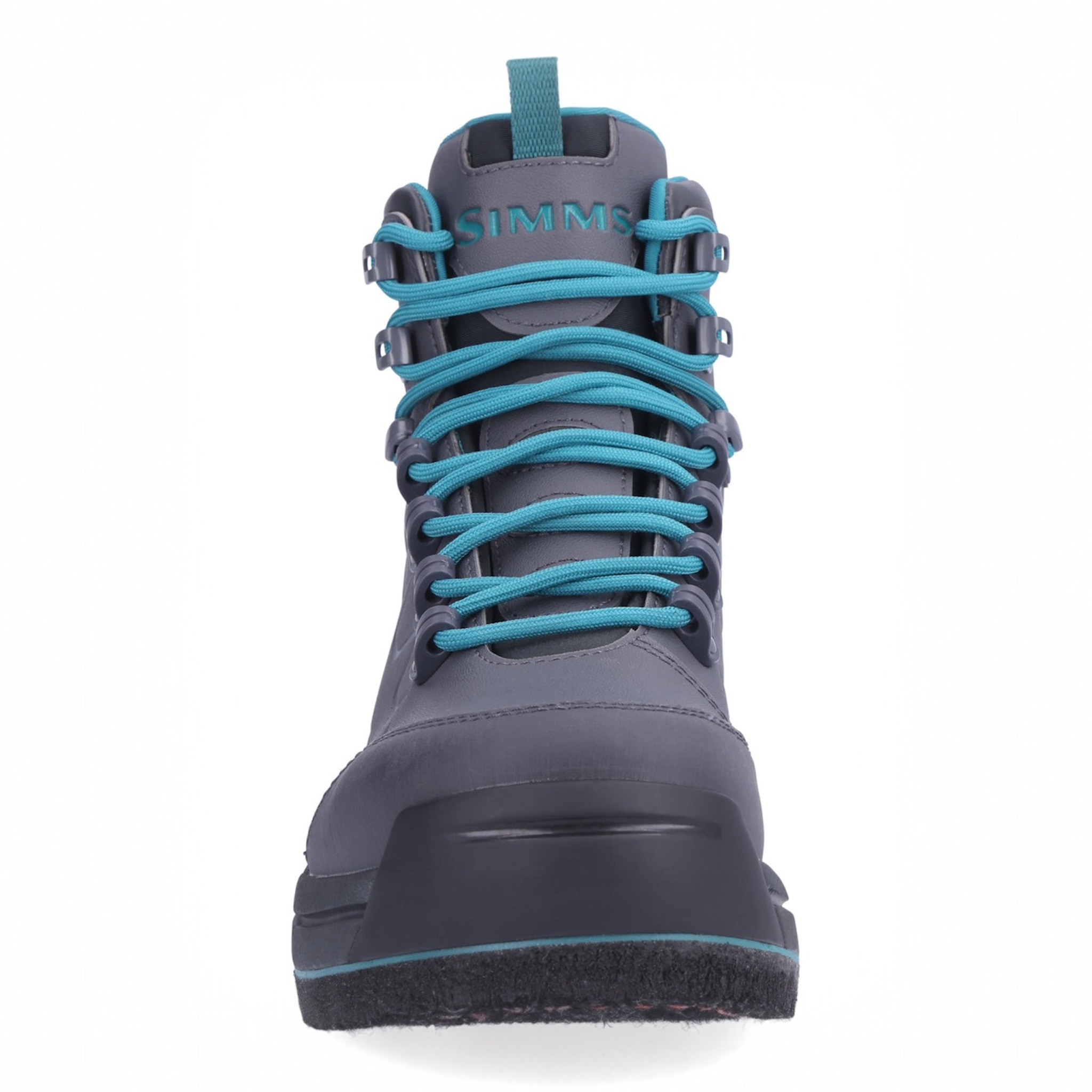Simms Simms WOMEN's Freestone Wading Boot - Felt Soles boot with teal laces on a white background