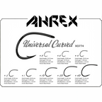 Anrex Universal Curved fishing hook packaging with specifications on a white background
