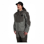 Man wearing a gray and black Simms MEN's G3 Guide Jacket with a white background