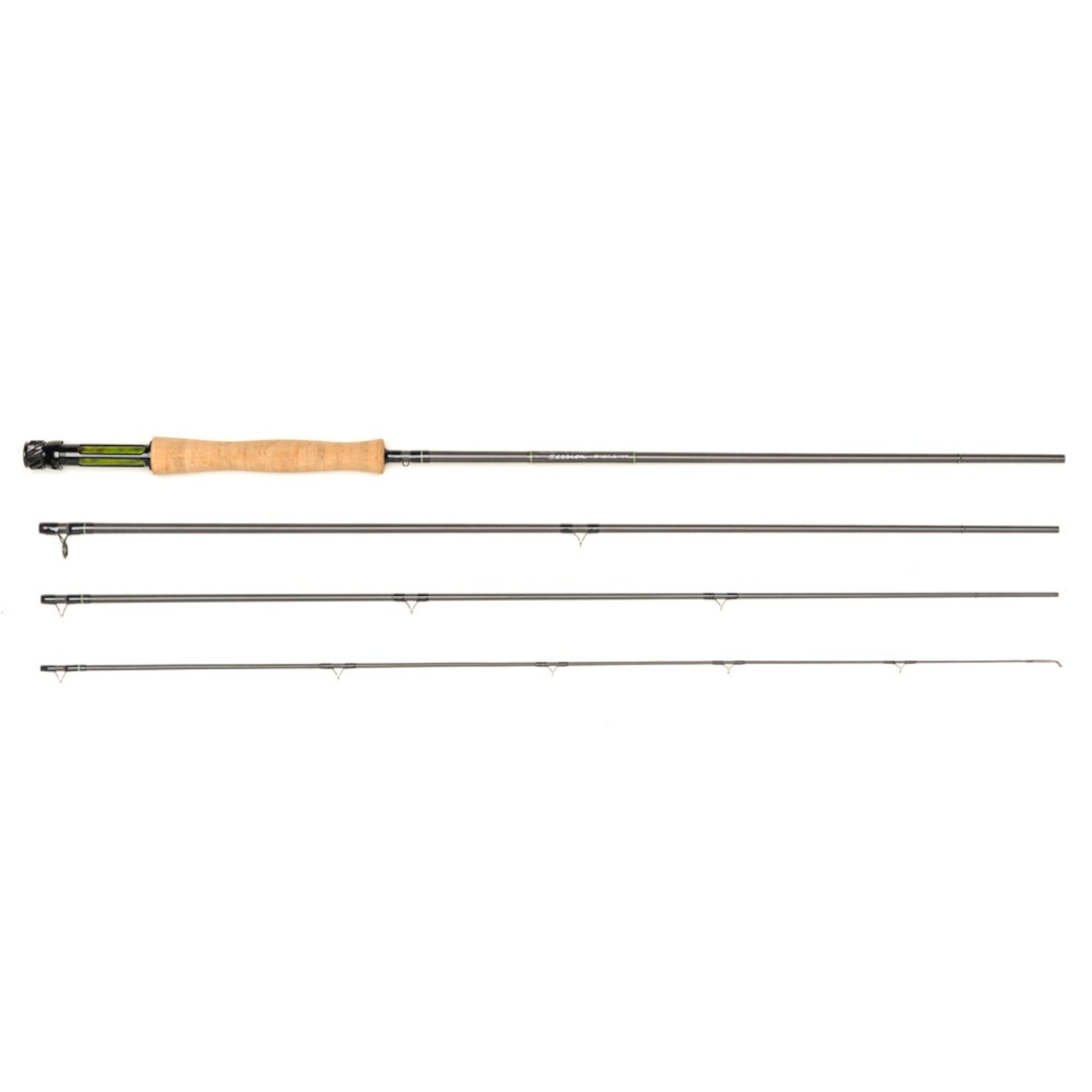 Close-up of a Scott Session fly fishing rod on a white background