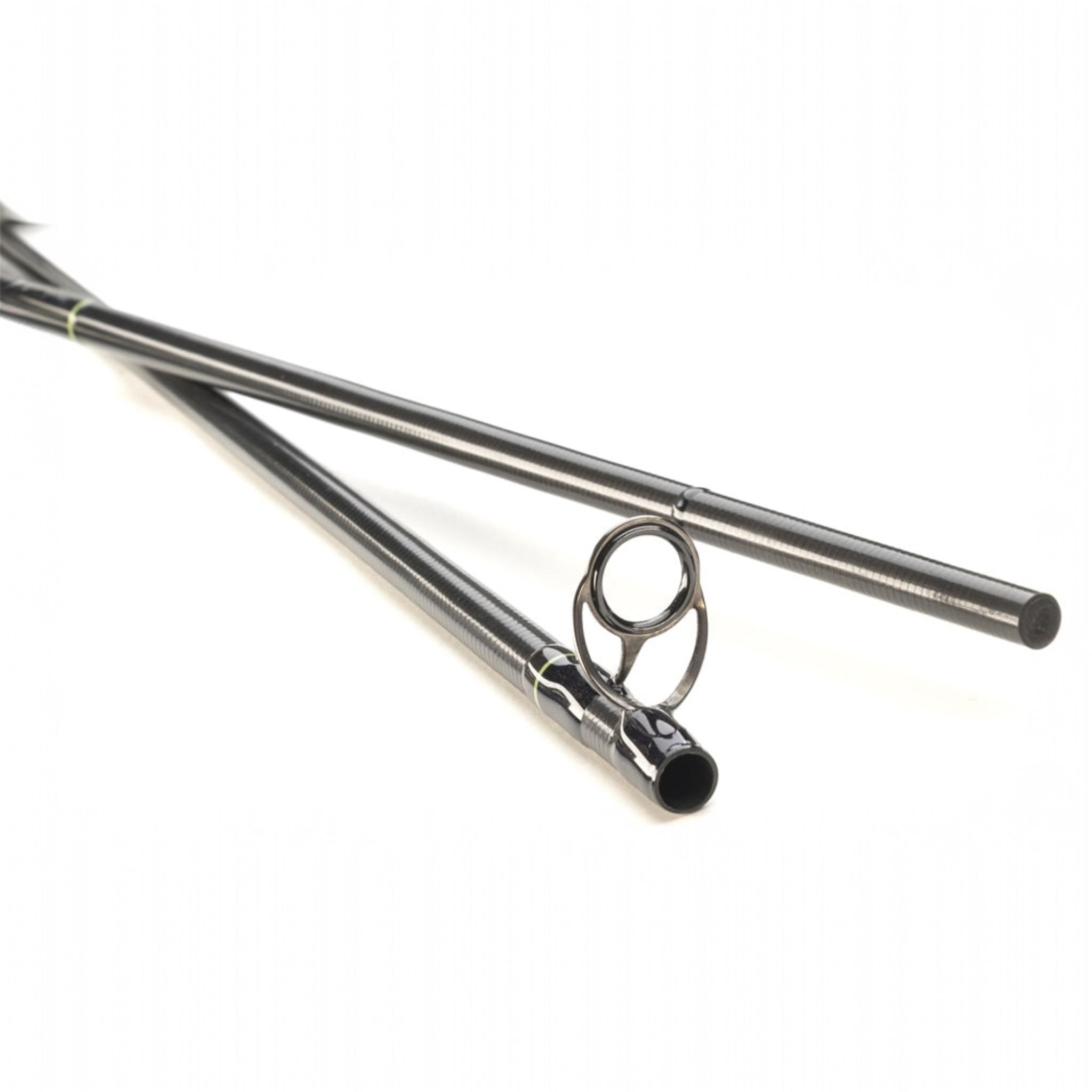 Close-up of a Scott Session fly fishing rod sections on a white background