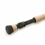 Close-up of a Scott Sector fly fishing rod handle with 'Scott' branding on a white background