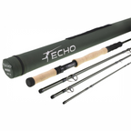 Fishing rod and reel set with Echo branding on a white background