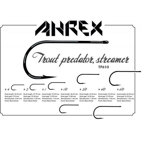 Ahrex Trout Predator Streamer hook diagram with measurements on a white background