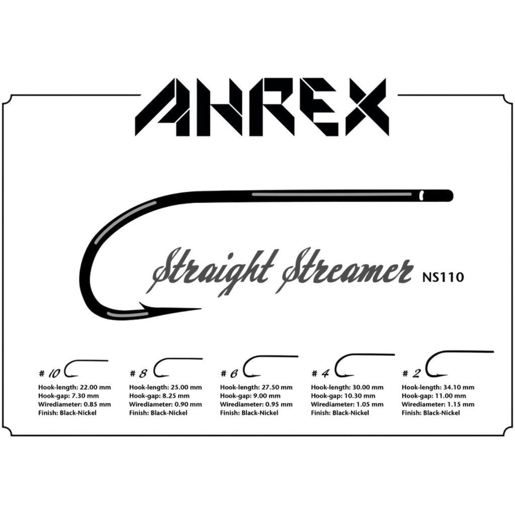 Anrex Straight Streamer fishing hook with specifications on a white background