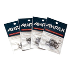 Four packages of Ahrex NS172 Nordic Salt Curved Gammerus Hooks fishing hooks on a white background