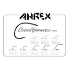 Ahrex Curved Gammerus NS172 fishing hook specification card on a white background