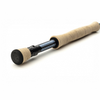 Scott Wave fly Fishing rod with beige handle and black components on a white background