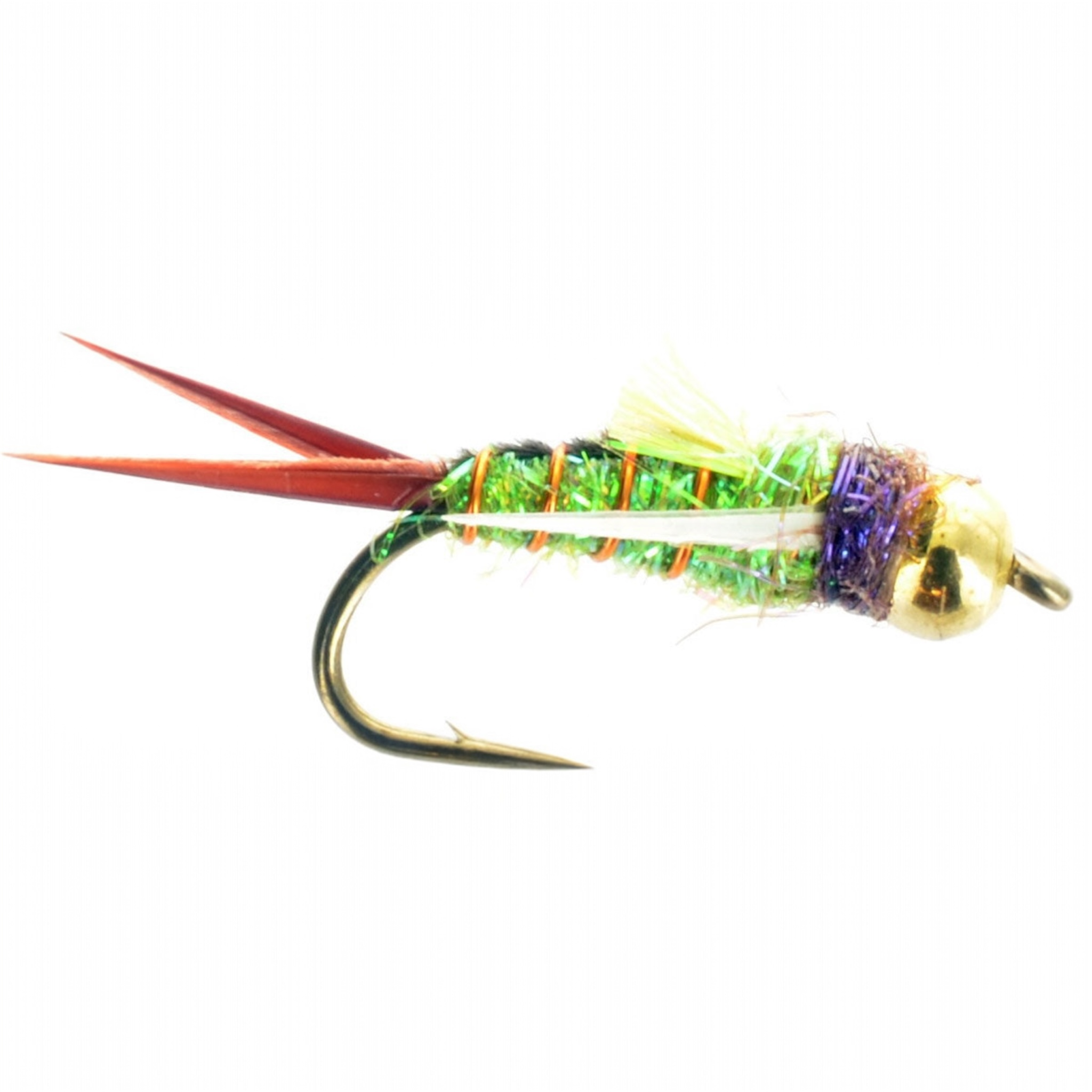 Colorful fly fishing lure on a white background
