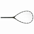Fishpond landing net with a clear net on a white backgrounde