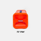 Orange tie-down device on a white background with 'TIE-DOWN' text.