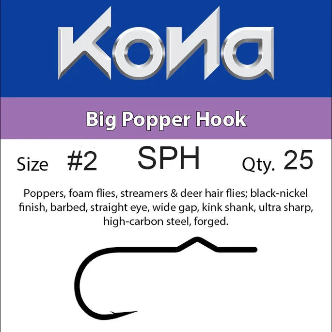 Kona Standard Popper (SPH) Hooks Packaging with details 
