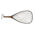 Fishing net with leather handle on a white background