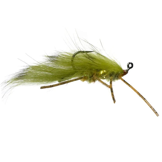 Bloom's Zirdle Olive and Orange fishing fly on a white background