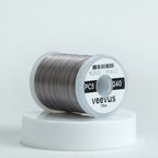 Spool of gray Veevus Power Threads 240 with 'veevus' branding on a white background