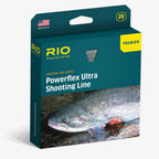 Rio Products Powerflex Ultra Shooting Line packaging with a fish on a white background
