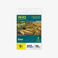 Packaging for RIO Bass Leader fishing line, showing a picture of a bass and the product details.