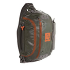Green and orange Fishpond Stormshadow Sling Pack on a white background