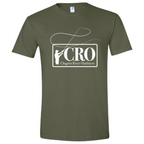 Green t-shirt with Chagrin River Outfitters logo on a white background