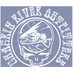 Chagrin River Outfitters logo with fish illustration and text on a light blue background