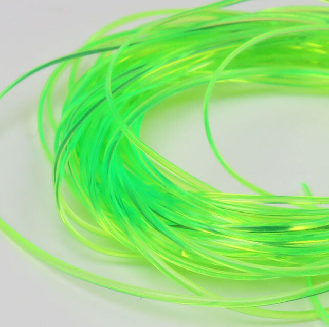 Neon green Hareline Vinyl Rib on a white background