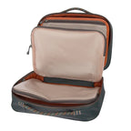 Open fly tying travel bag with compartments on a white background