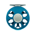 Blue Ross Cimarron fly fishing reel back view on a white background