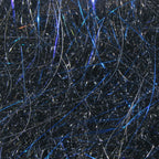 Close-up of blue and silver metallic fibers on a black background