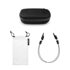 Smith sunglasses case with strings and pouch on a white background