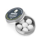 Metal tin with white OROS indicators
labeled 'Oros' on a white background