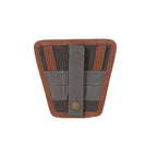 A brown Fishpond net holster made of nylon, designed to secure a fishing net. Back view