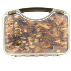 Clear Big Daddy Streamer Box with various fly patterns on a white background