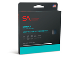 Packaging for SA Sonar Saltwater Intermediate Fly Line by Scientific Anglers, featuring product information and branding.
