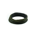 Coiled green fishing line on a white background