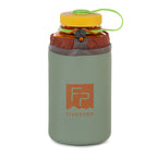 Green water bottle holder with yellow cap and Fishpond logo on a white background