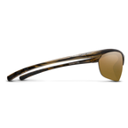 Sunglasses with tortoiseshell frame and gold lens on a white background