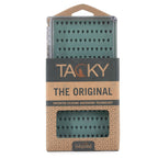 Tacky silicone anchor strip packaging with brand name on a white background