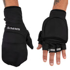 Black Simms MEN's Freestone Foldover Mitt Glove with 'Simms' branding on a white background