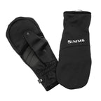 Black mittens with 'Simms' branding on a white background