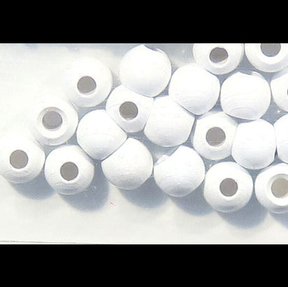 White Hareline Dazzle Brass Beads with holes on a white background